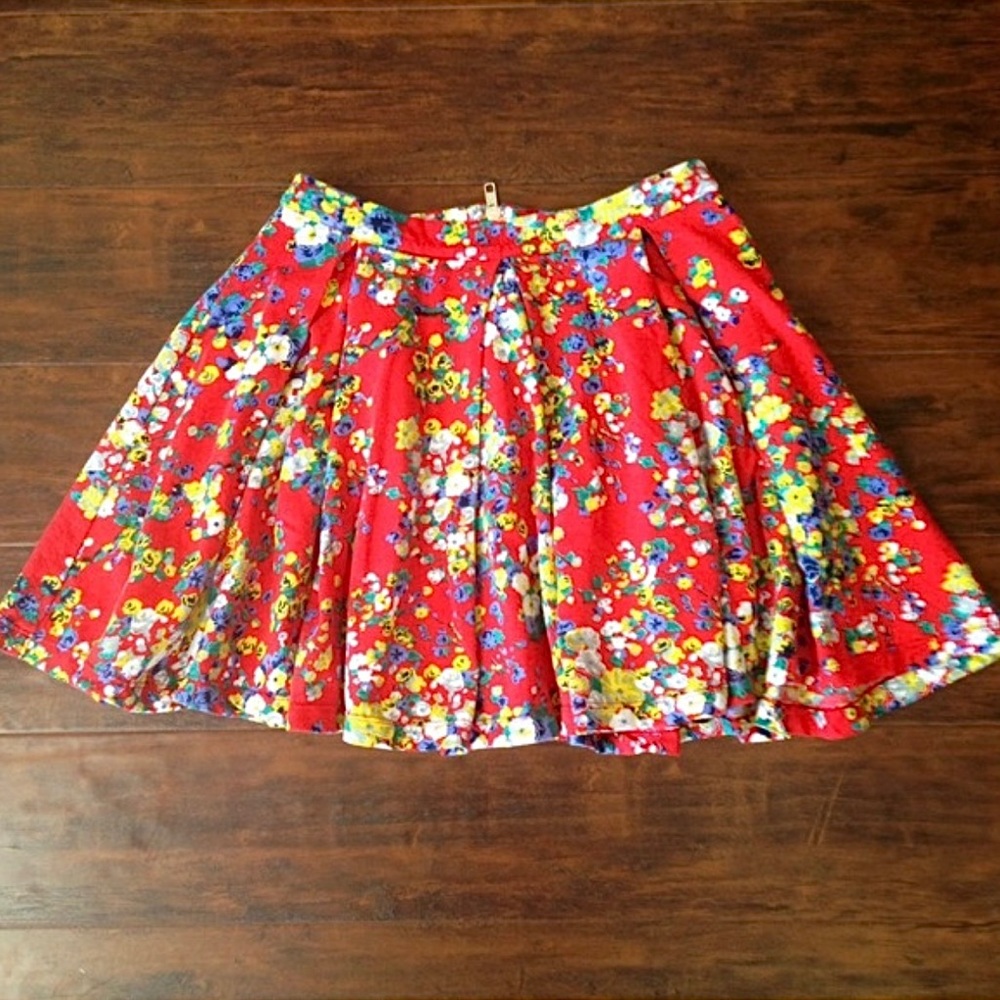 Motel Rocks The Anna Red Floral Skirt